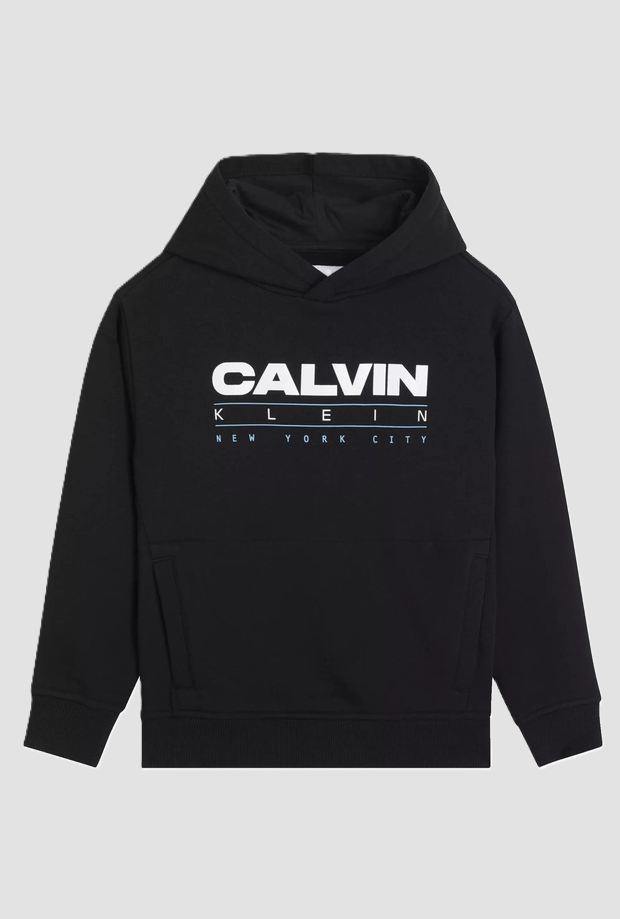 Felpa con cappuccio e logo bambino nero 