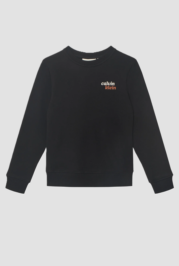 Felpa gircollo con logo fronte e retro da bambino nero 