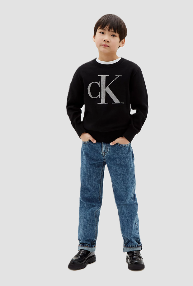 Maglione con logo da bambino nero 