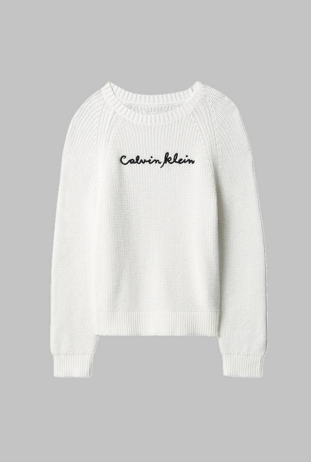 Maglione a maglia da bambina bianco 