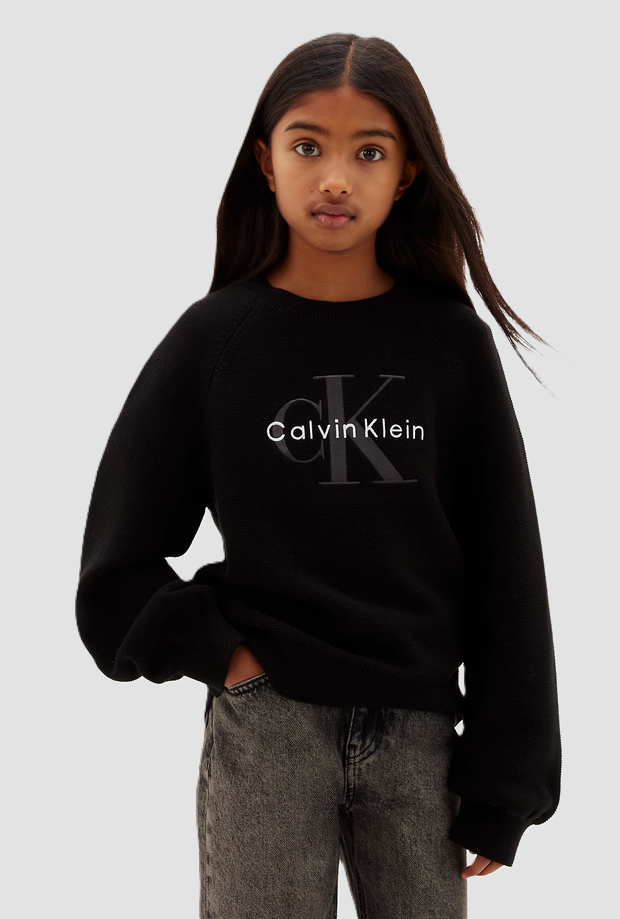 Maglione con logo bambina nero 