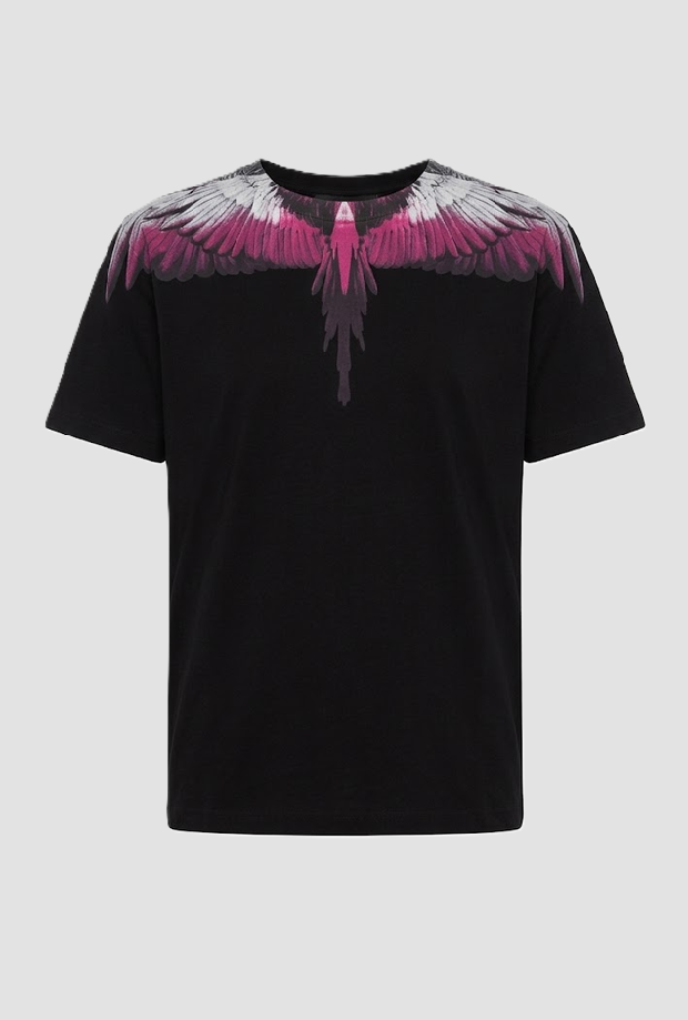 Maglia con wings donna nero-rosa 