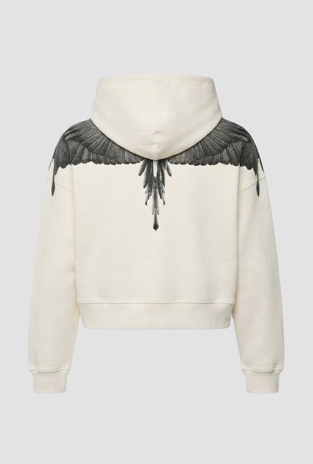 Felpa crop con cappuccio donna panna 