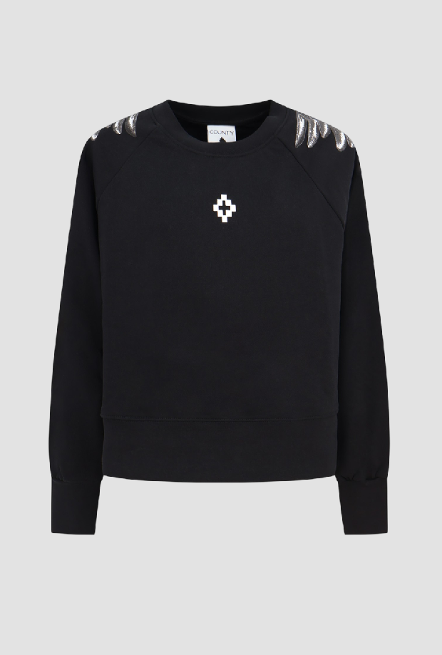 Felpa wings crop donna nero 