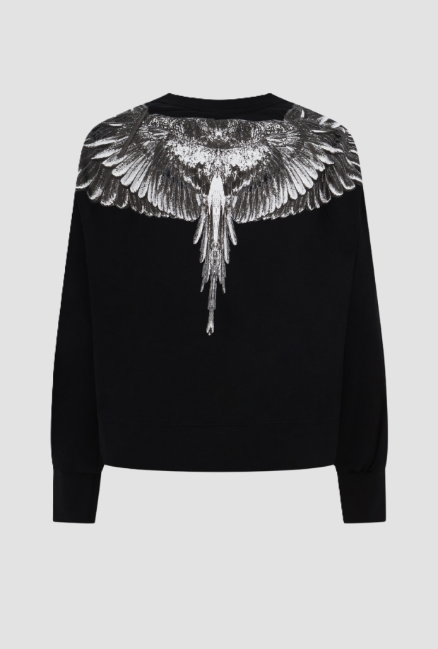 Felpa wings crop donna nero 