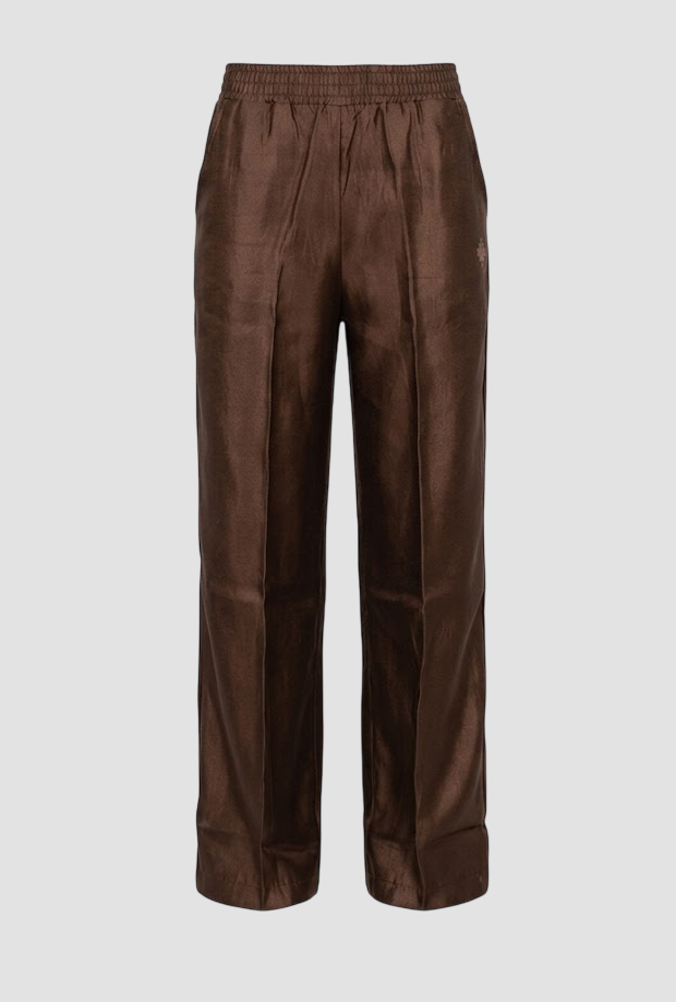 Pantalone satinato donna cioccolato 