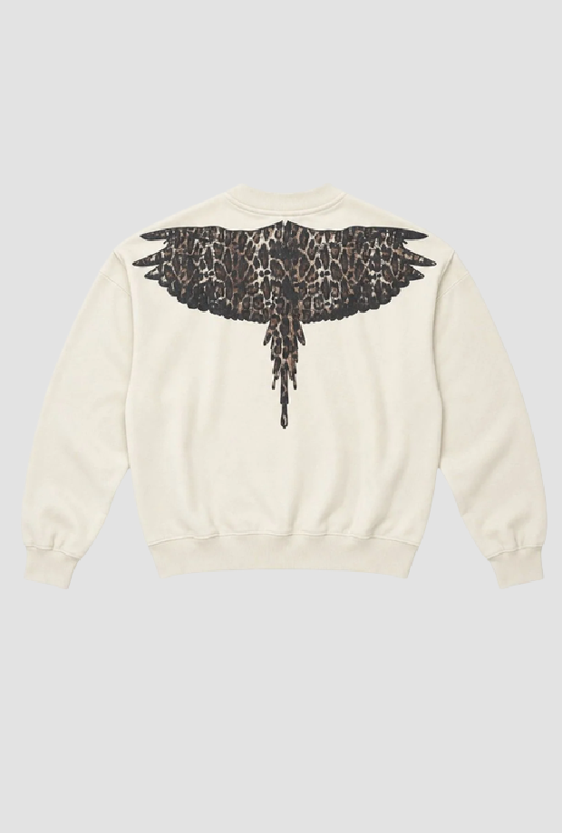 Felpa wings a girocollo donna bianco latte 