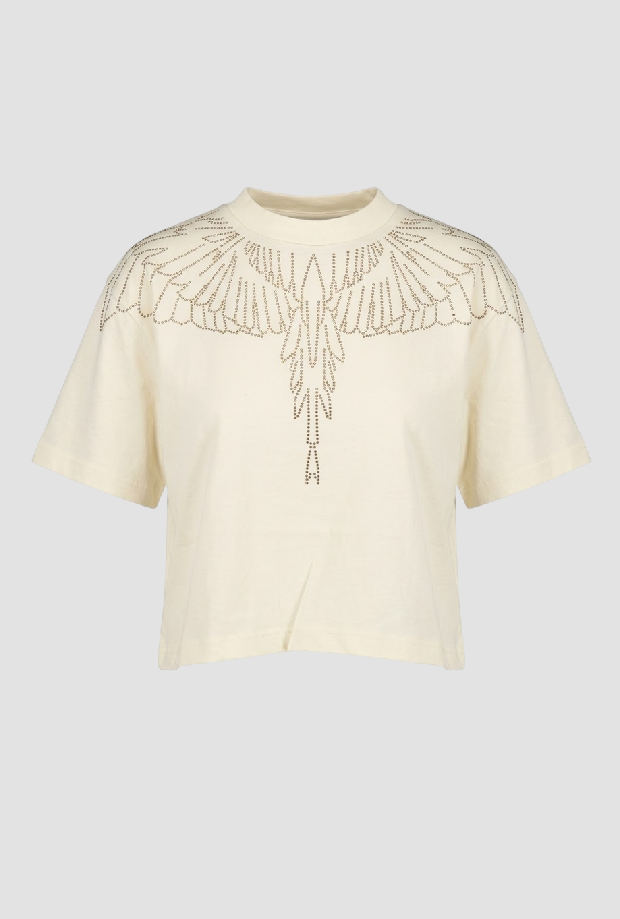 T-shirt con ali di perle donna bianco 
