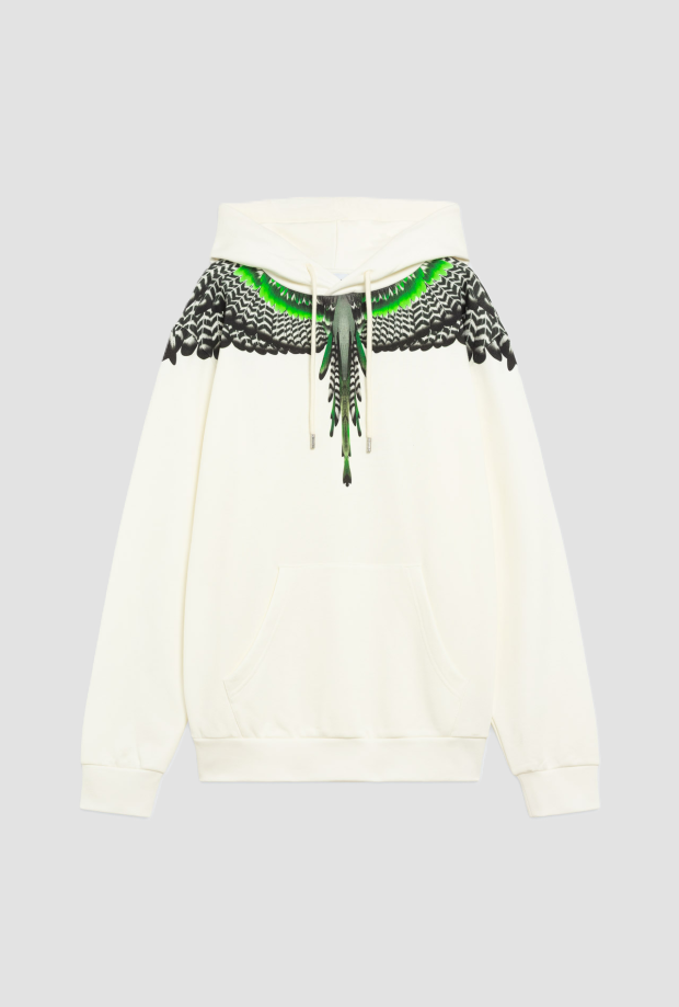 Felpa wings con cappuccio da uomo bianco 