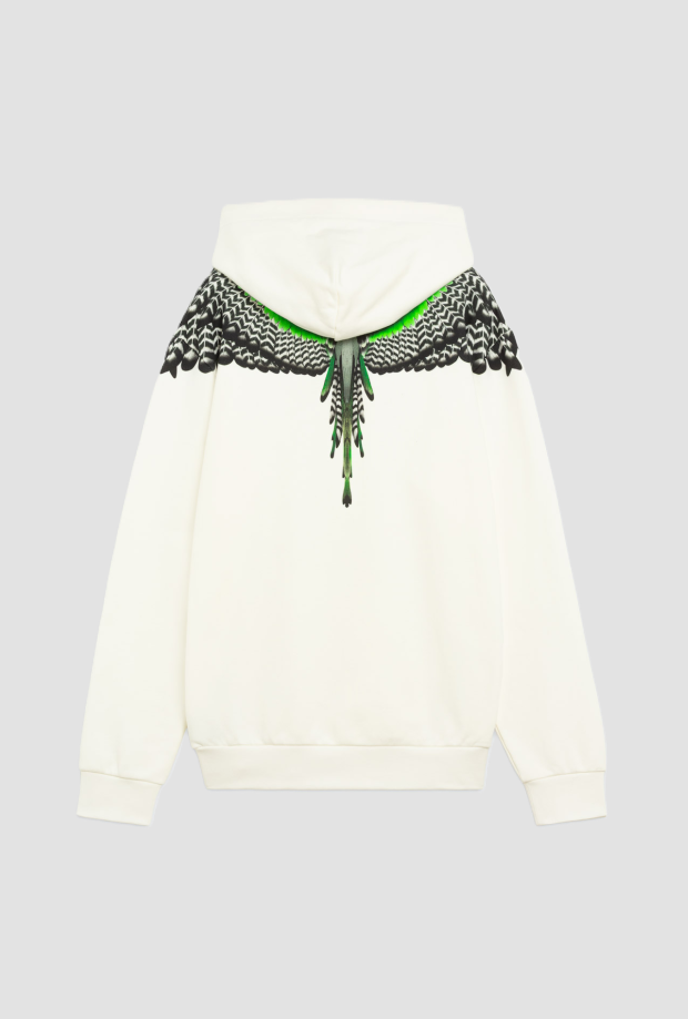 Felpa wings con cappuccio da uomo bianco 