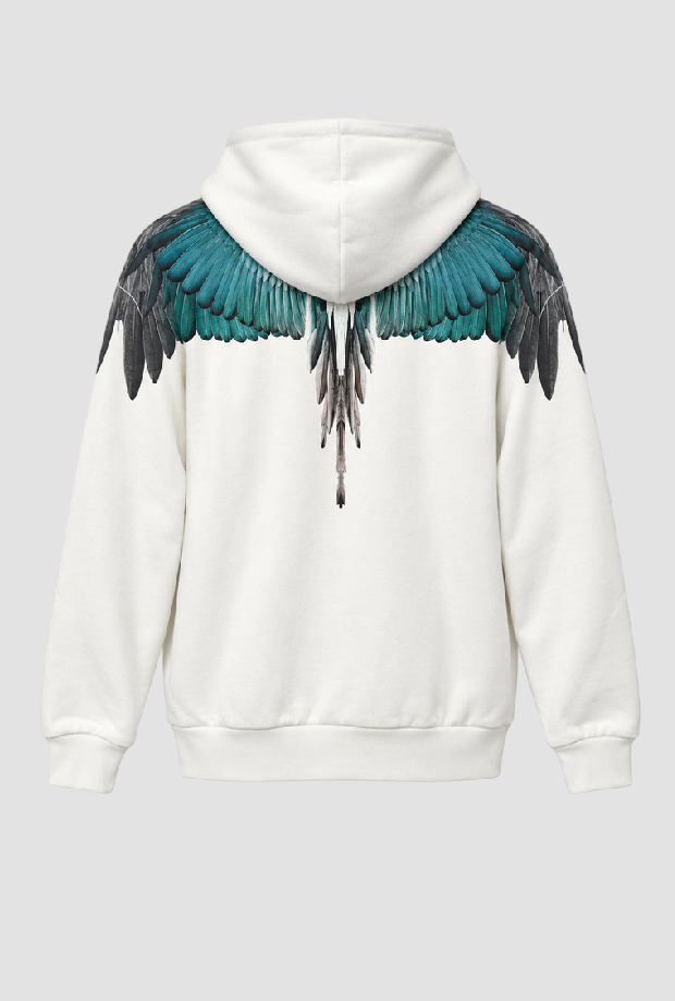 Felpa wings con cappuccio da uomo bianco 