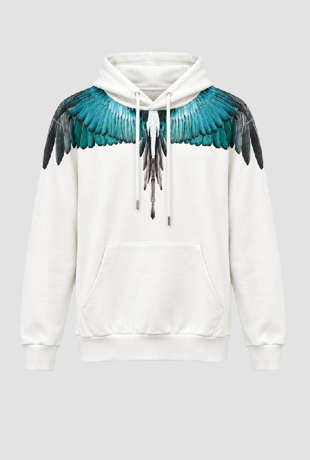 Felpa wings con cappuccio da uomo bianco 