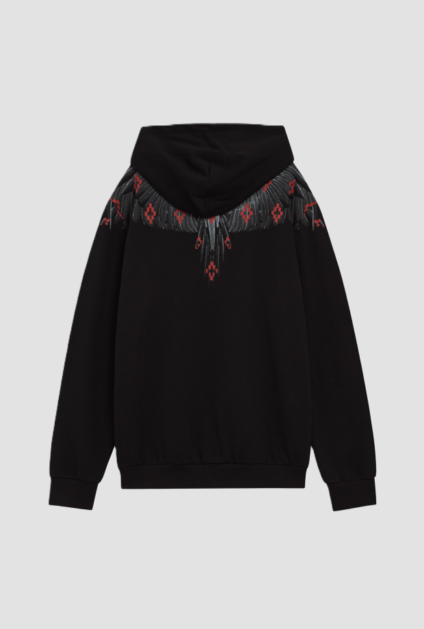 Felpa wings con cappuccio uomo nero 