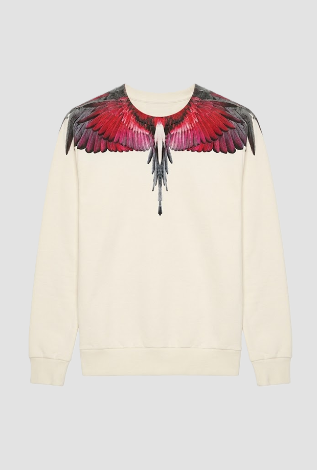 Felpa wings girocollo uomo bianco-rosso 