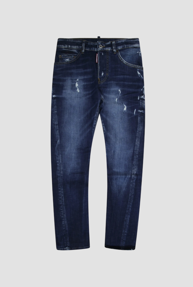 Jeans effetto vissuto per bambino blu scuro 