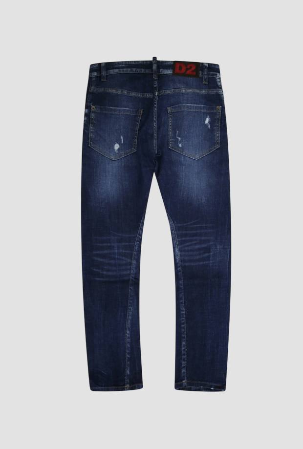 Jeans effetto vissuto per bambino blu scuro 