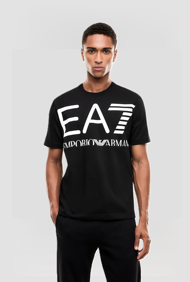 T-shirt con logo frontale da uomo nero 
