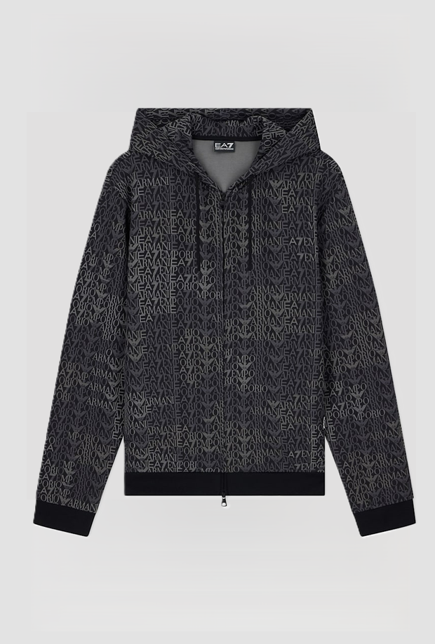 Felpa Logo Series con zip da uomo nero 