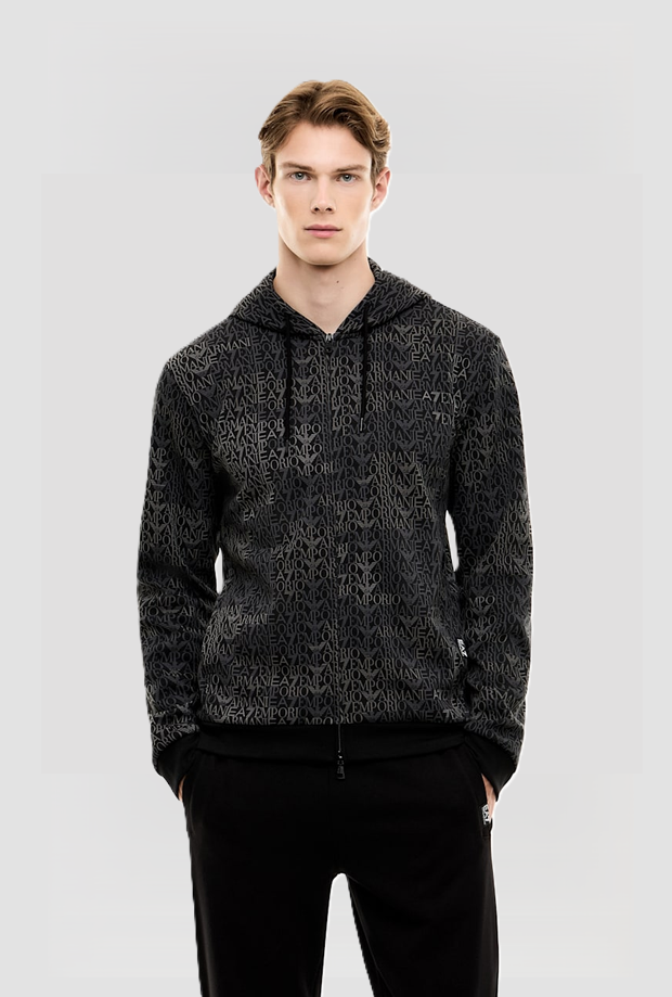 Felpa Logo Series con zip da uomo nero 