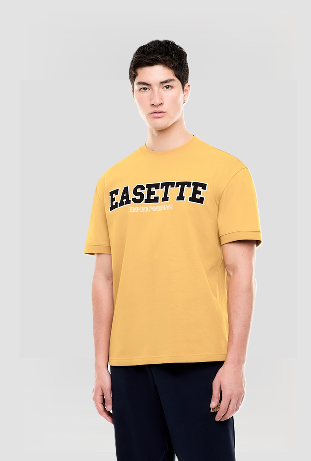 T-shirt con logo da uomo giallo 