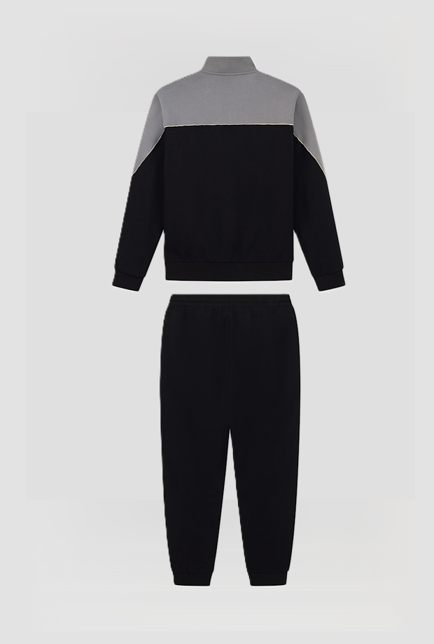 Tuta regular fit da uomo nero-grigio 
