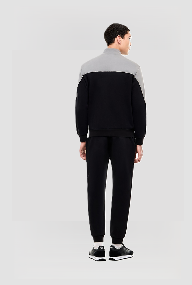 Tuta regular fit da uomo nero-grigio 