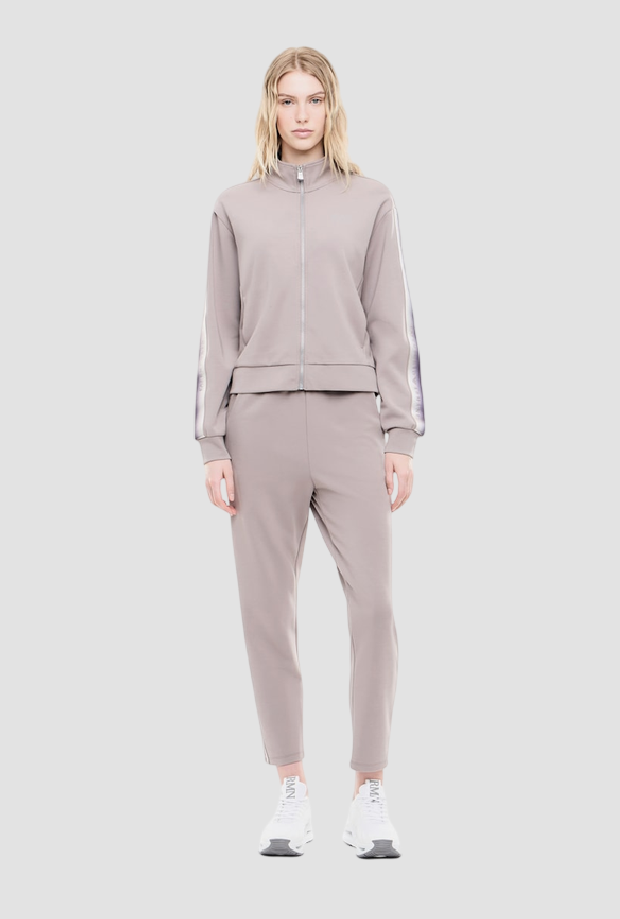 Tuta con bande logate da donna grigio 