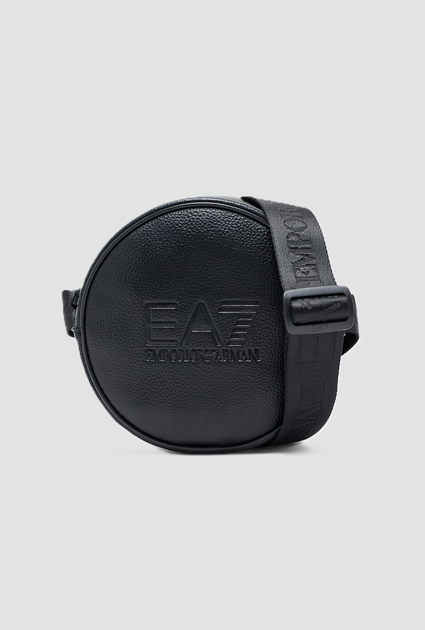 Borsa rotonda con logo in rilievo da donna nero 