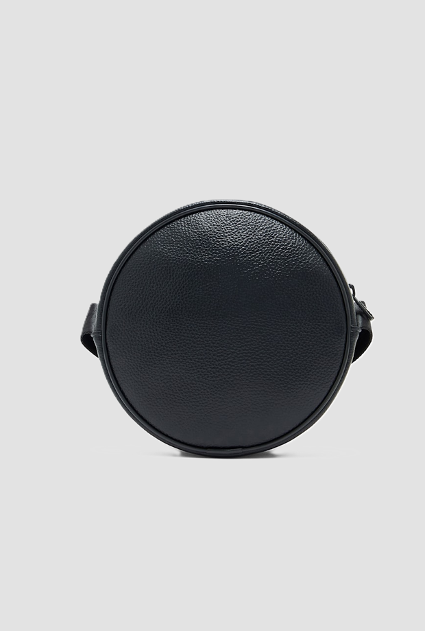Borsa rotonda con logo in rilievo da donna nero 