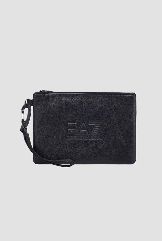Pochette con logo in rilievo da donna nero 