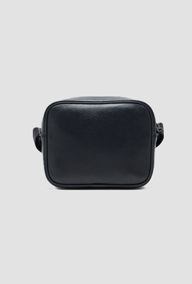 Borsa a tracolla con logo in rilievo da donna nero 