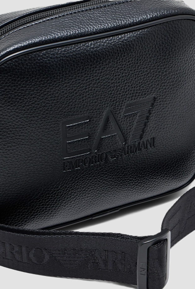 Borsa a tracolla con logo in rilievo da donna nero 