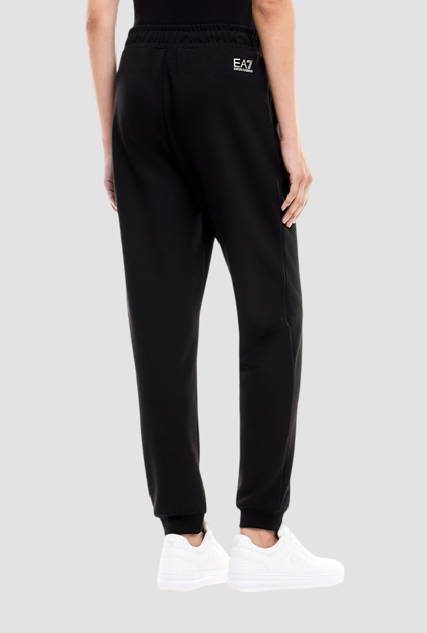Pantalone con logo in strass da donna nero 