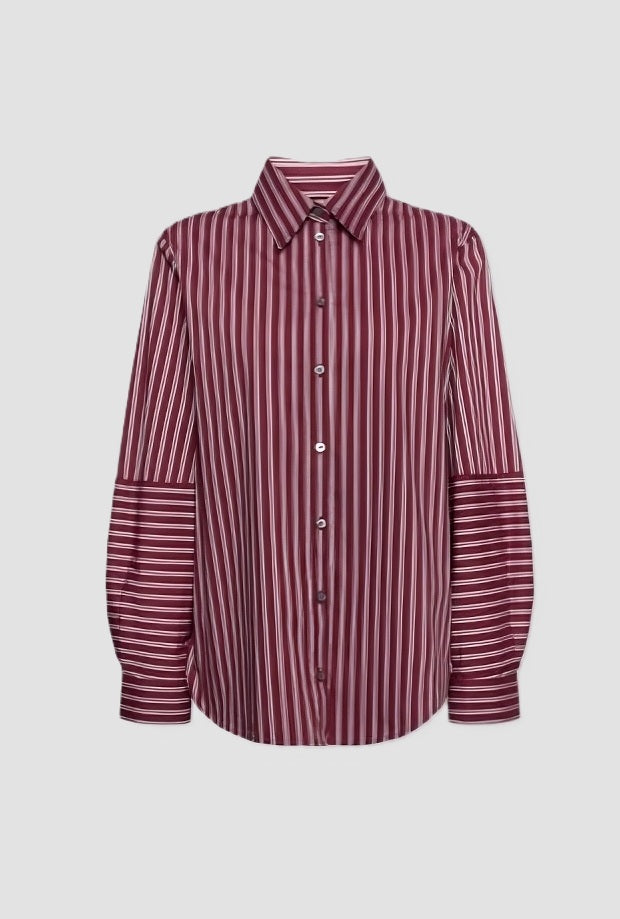 Camicia a righe donna bordeaux 