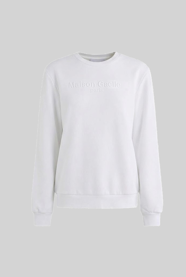Felpa girocollo con logo in rilievo donna bianco 