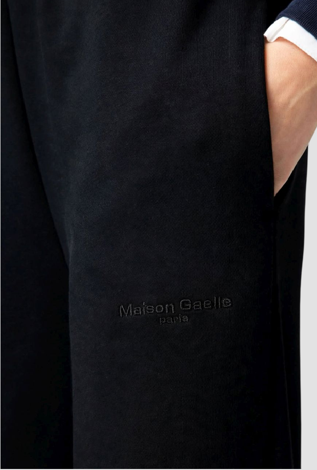 Pantalone in felpa con ricamo donna nero 