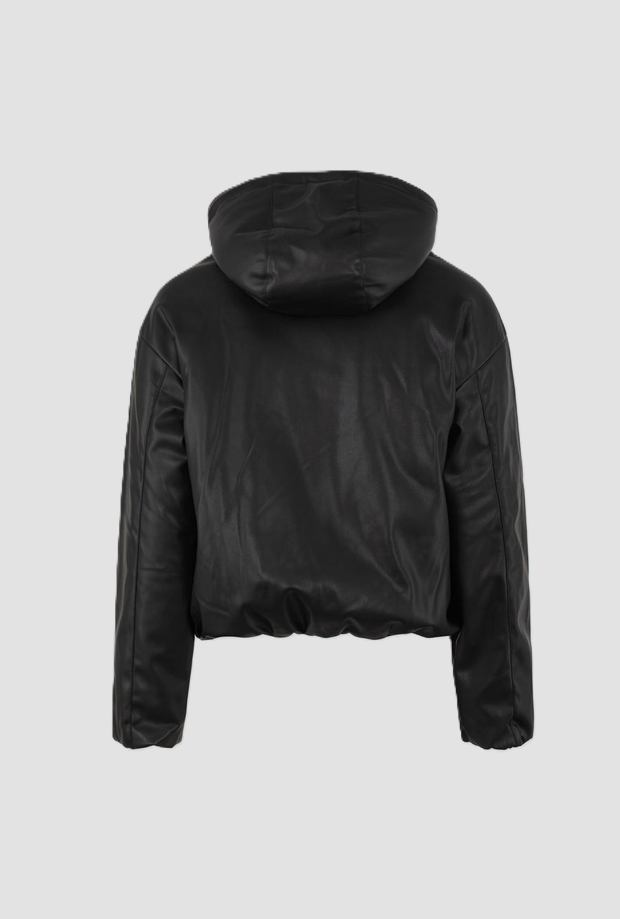 Giubbino bomber in ecopelle donna nero 
