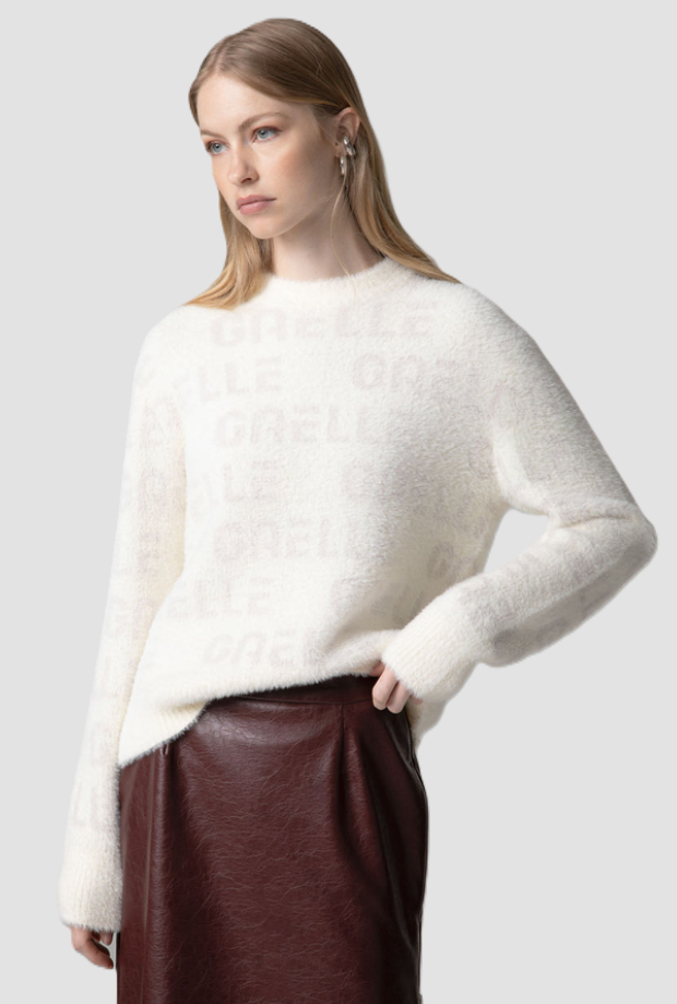 Pullover con personalizzazione donna crema 