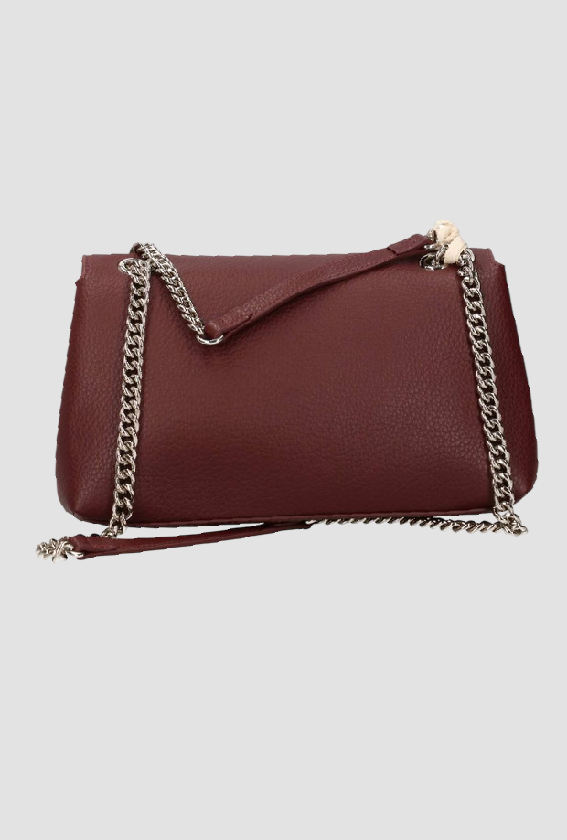 Borsa con tracolla a catena donna rosso vino 