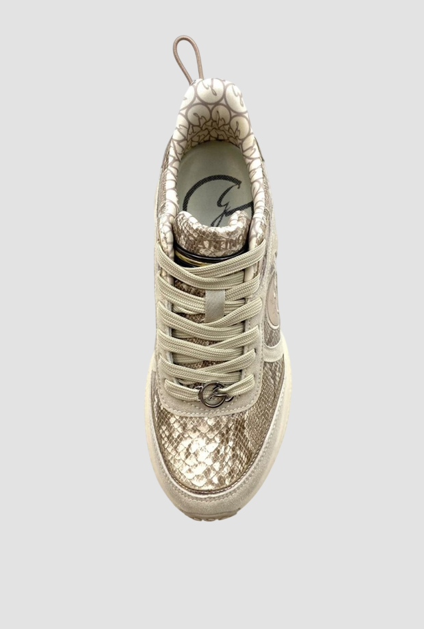 Scarpe pitonate da donna crema 