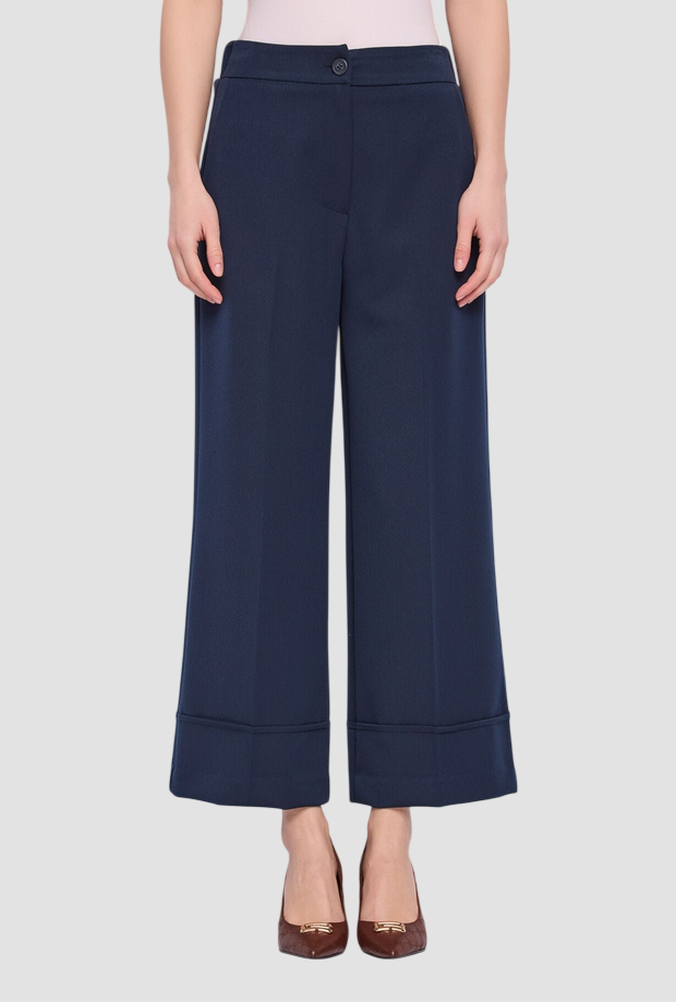 Pantalone cropped con risvolto donna blue 