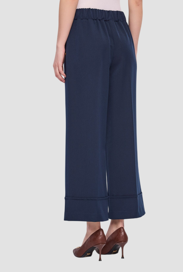 Pantalone cropped con risvolto donna blue 