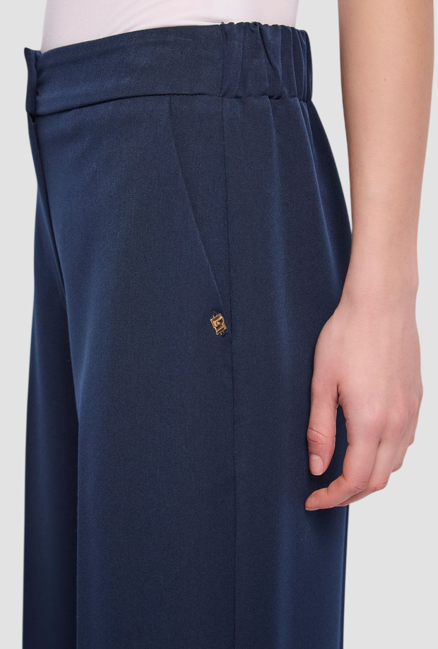 Pantalone cropped con risvolto donna blue 