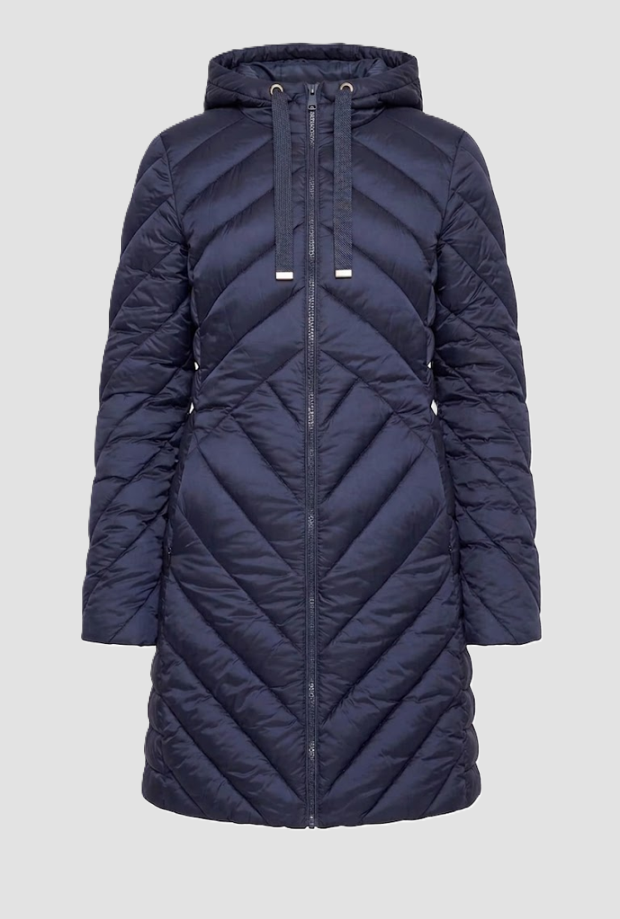 Piumino con cappuccio da donna blu 