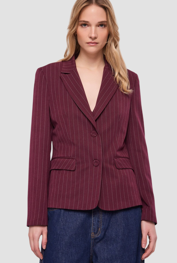 Giacca gessato donna rosso 