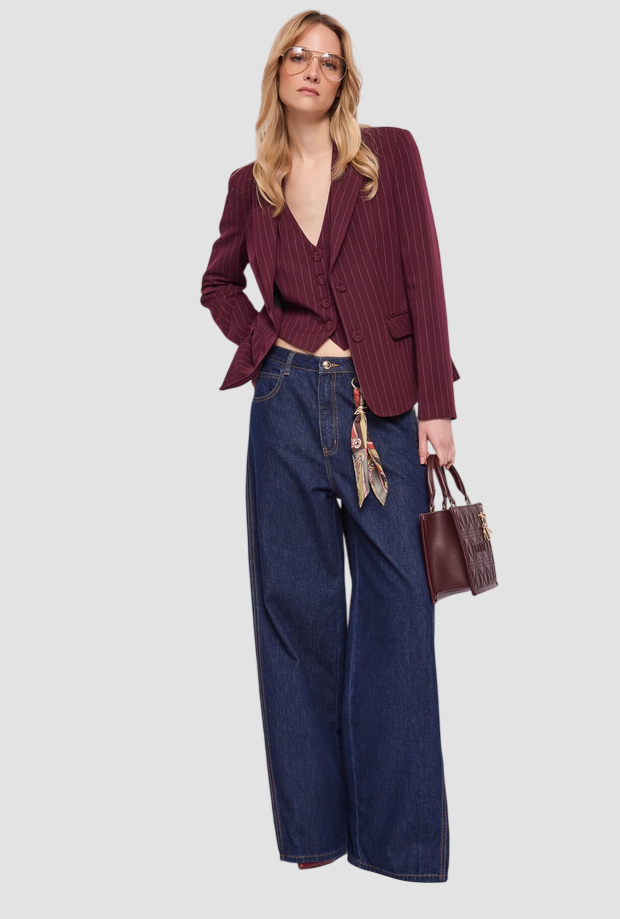 Giacca gessato donna rosso 