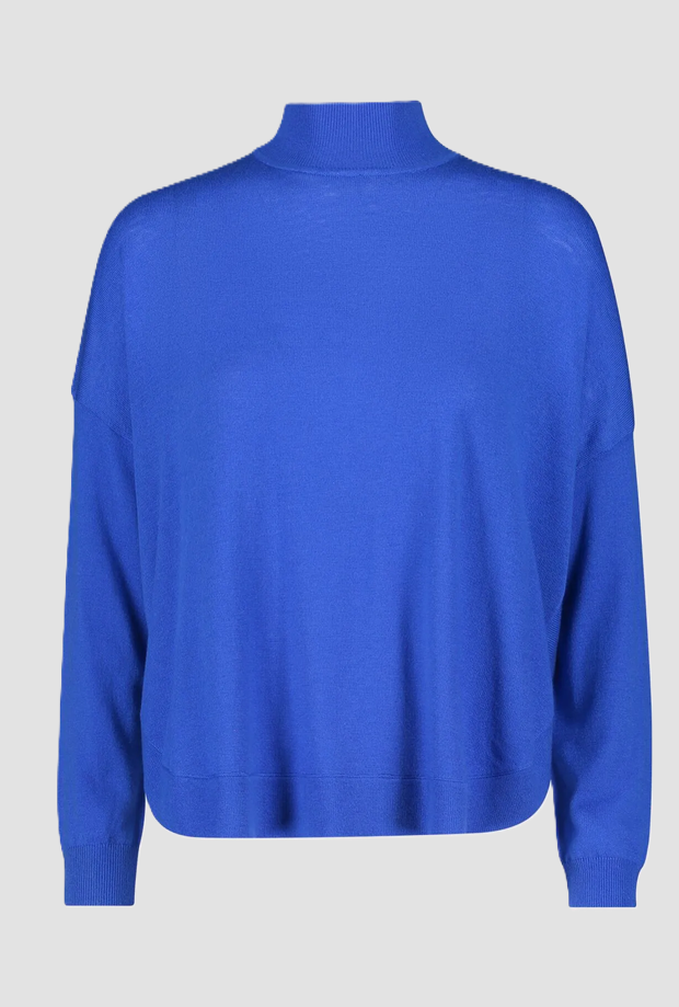 Maglia collo alto donna blu elettrico 