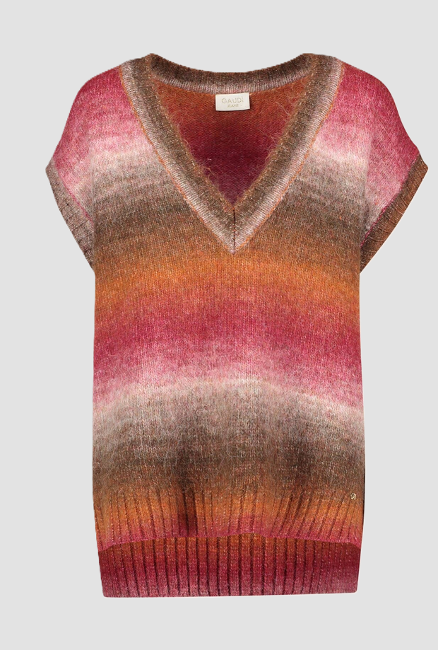 Maglia con scollo a V donna sfumato cherry 