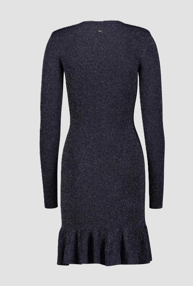 Abito in maglia con bottoni da donna blu 