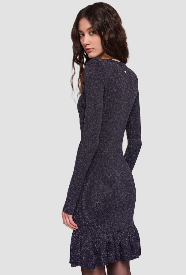 Abito in maglia con bottoni da donna blu 